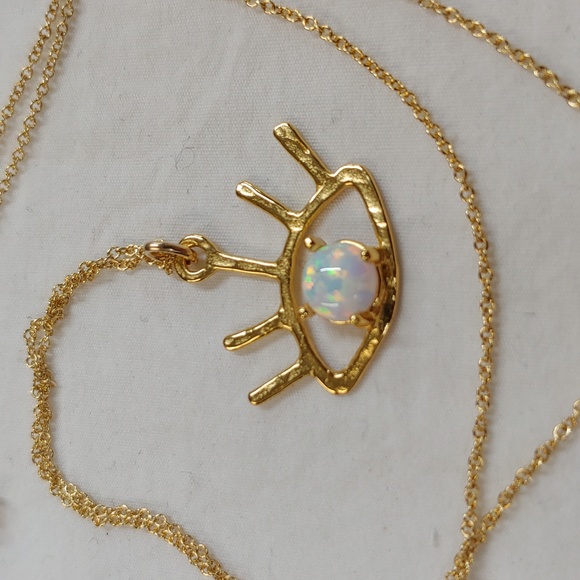 1/20 Gold Filled Necklace with Evil Eye Opal Pendant - Picture 6 of 8